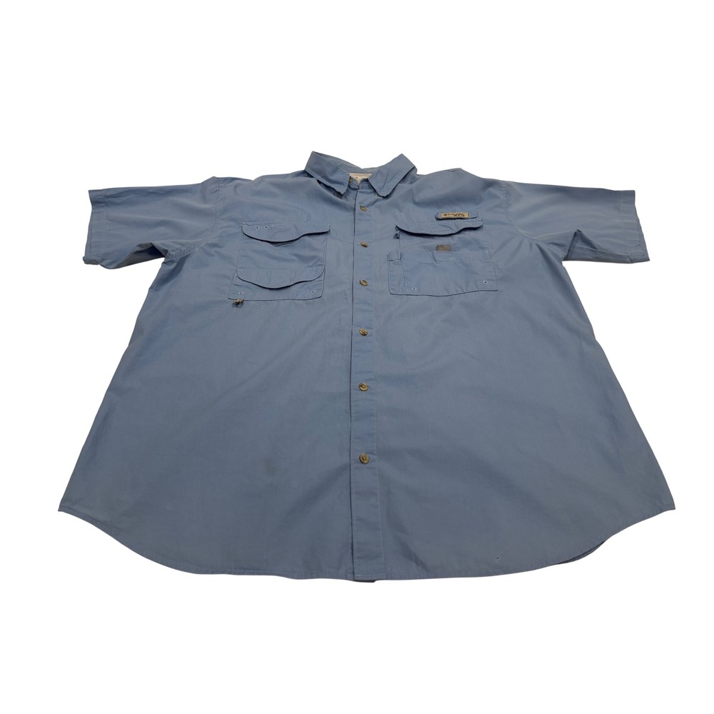 Columbia PFG Mens XL Blue Short Sleeve Button Down Fishing Shirt Ventilated